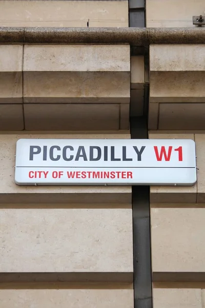 Londen Juli 2016 Piccadilly Straatnaambord Londen Londen Dichtstbevolkte Stad Het — Stockfoto