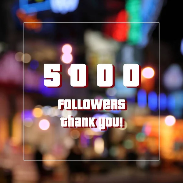 5000 Követőt Közösségi Média Követő Mérföldkő Köszönöm — Stock Fotó