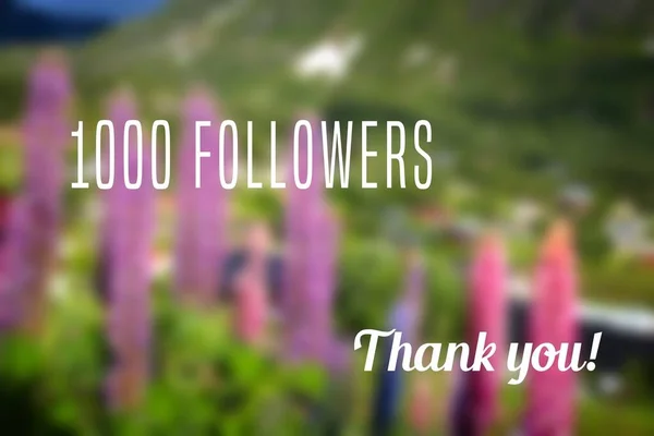 1000 followers. Social media follower milestone. Thank you sign.