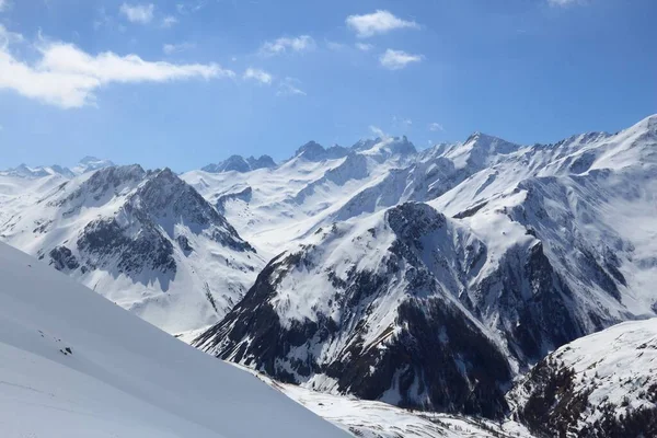 Paisagem Neve Inverno Alpes Franceses Picos Irregulares Com Neve Zona — Fotografia de Stock