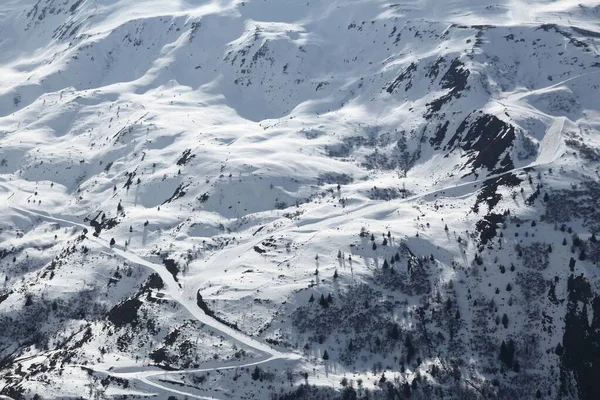 Alpi Francesi Che Sciano Sulla Neve Invernale Comprensorio Sciistico Valmeinier — Foto Stock