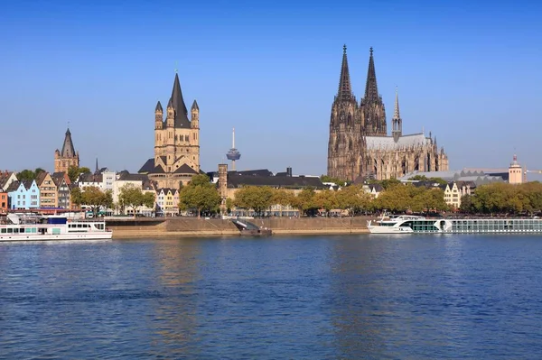 Kölner Stadtsilhouette Deutschland Blick Vom Rhein — Stockfoto