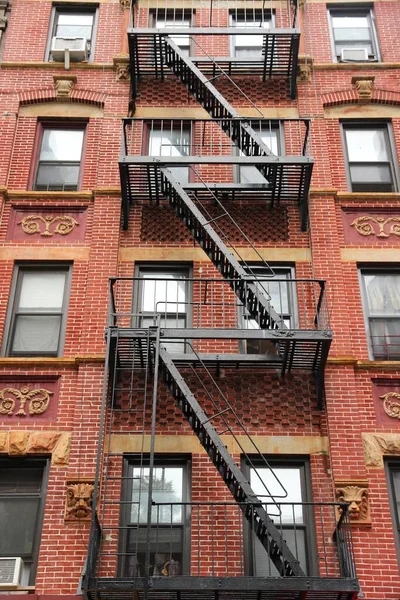 Lower Manhattan Fire Escapes New York Old Architecture — Stock Photo, Image