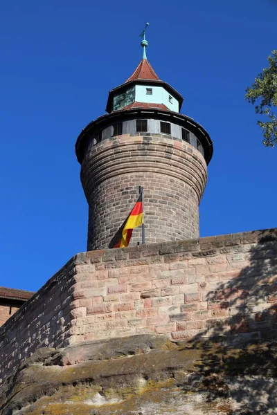 Vista Castillo Nuremberg Con Torre Sinwell Monumento Histórico Alemania —  Fotos de Stock