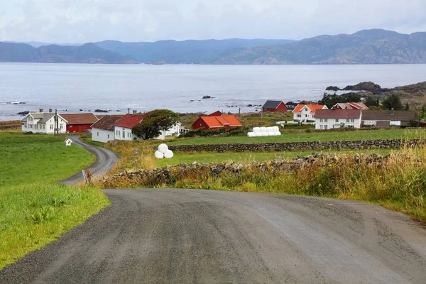 Сельская Местность Норвегии Недалеко Фарсунда Округе Вест Агдер Гравийная Дорога — стоковое фото