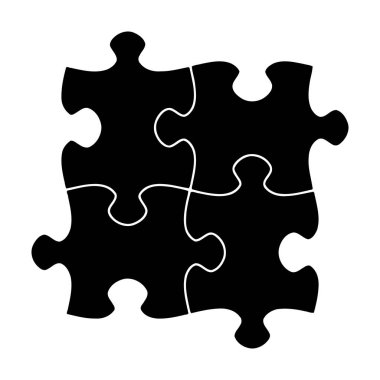 Bulmaca parçaları vektör nesnesi ayarlandı. Dört basit yapboz parçası. Düz tasarım.