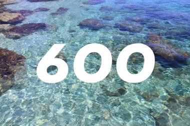 600 numara işareti. Sosyal medya için 600 dönüm noktası. Beğenilerin, hayranların veya takipçilerin sayısı.