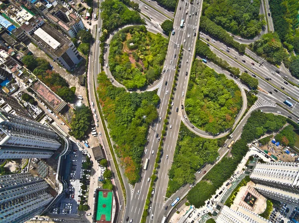 Aerial Photography Bird Eye View City Viaduct Bridge Road Streetscape — Stock Photo, Image