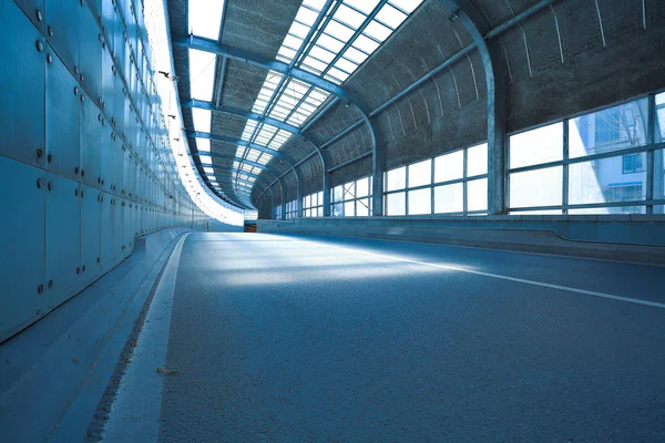 Tunnel inside of empty road surface floor — Stock Photo, Image