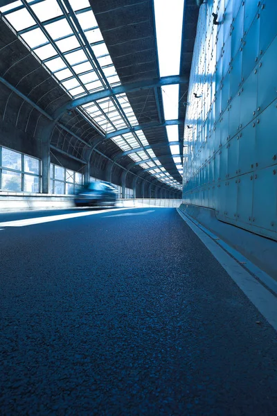 Tunnel inside of empty road surface floor — Stock Photo, Image