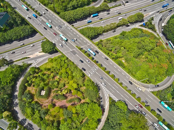 Fotografia aérea da cidade viaduto ponte estrada paisagem Imagens Royalty-Free