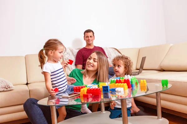 Happy Parents Children Having Fun Playing Together — Stock Photo, Image