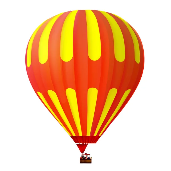 Gele Rode Hete Luchtballon Geïsoleerd Witte Achtergrond — Stockfoto