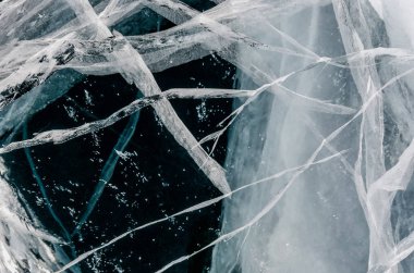 Buz yüzeyinin mavi kırık yüzey