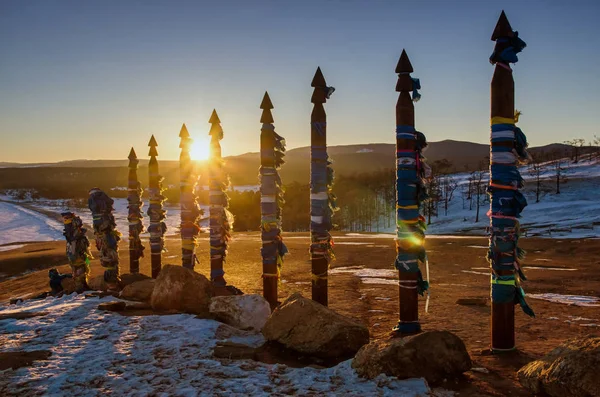 Lieu de sépulture sacré sur l'île d'Olkhon, lac Baïkal, Russie — Photo