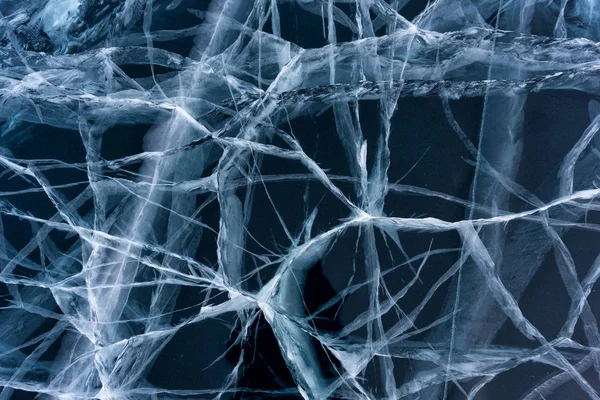 Superfície rachada azul da superfície do gelo — Fotografia de Stock