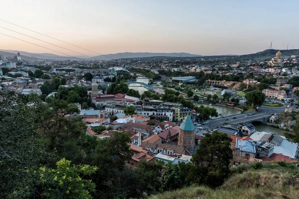 Georgia Tiflis Julio 2018 Río Kura Funicular Casco Antiguo Tiflis — Foto de Stock