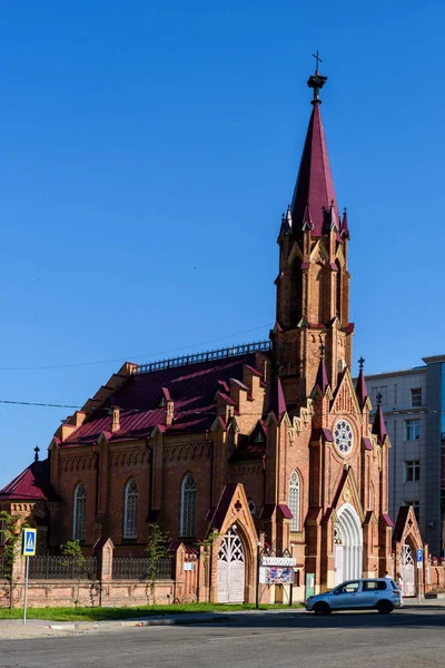 Rusia, Irkutsk - 7 de julio de 2019: Organ Hall. Filarmónica Regional de Irkutsk. Iglesia católica polaca, Siberia — Foto de Stock