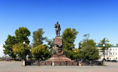 Rusya, Irkutsk - 18 Eylül 2019: Alexander Anıtı. Rusya İmparatoru, Polonya Kralı ve Finlandiya Prensi.