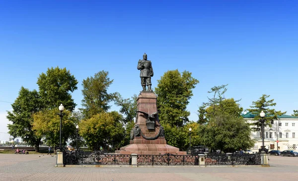 Russland, irkutsk - 18. september 2019: denkmal für alexander iii. allrussischer Kaiser, König von Polen und Großfürst von Finnland — Stockfoto