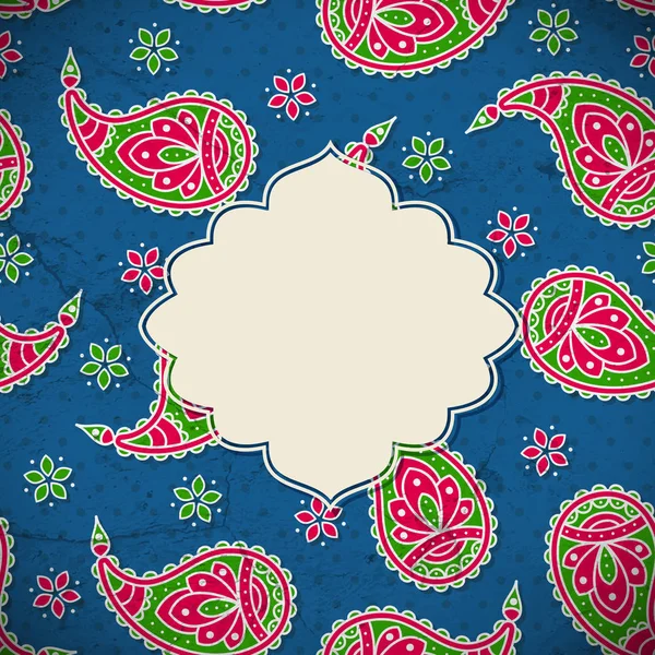 Paisley fondo texturizado con un marco — Vector de stock