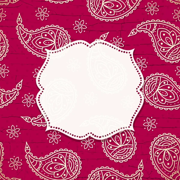 Paisley fondo texturizado con un marco — Vector de stock