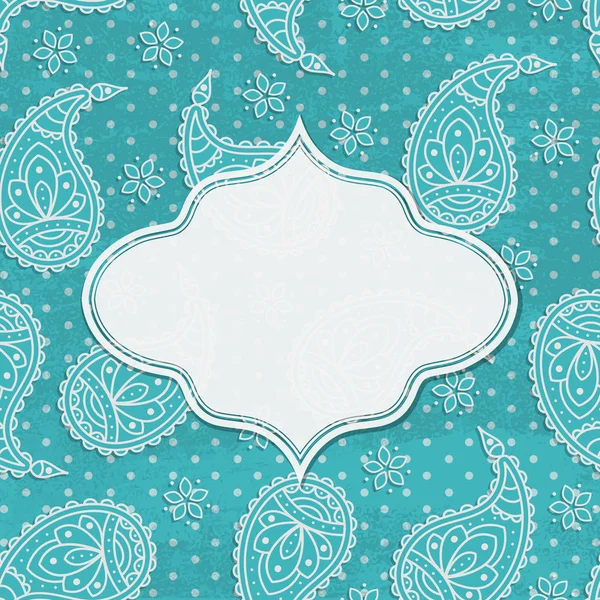 Paisley fondo texturizado con un marco — Vector de stock