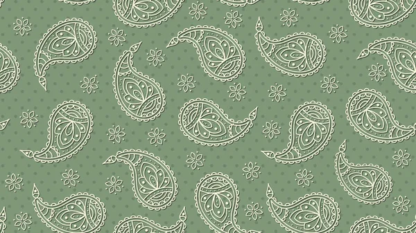 A green floral paisley pattern background. Vector. — Stock Vector
