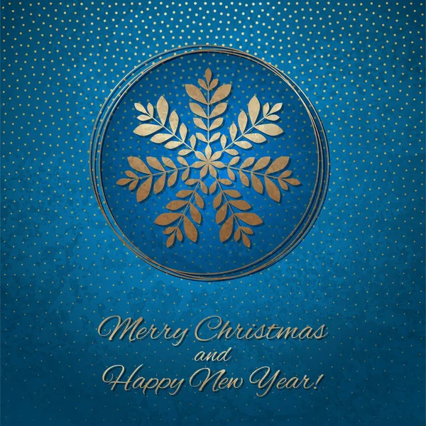 Это голубая и золотая рождественская открытка. — стоковый вектор