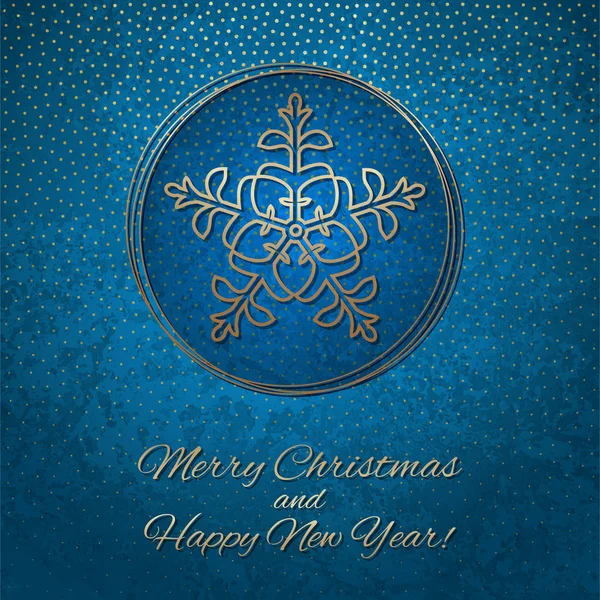 Это голубая и золотая рождественская открытка. — стоковый вектор