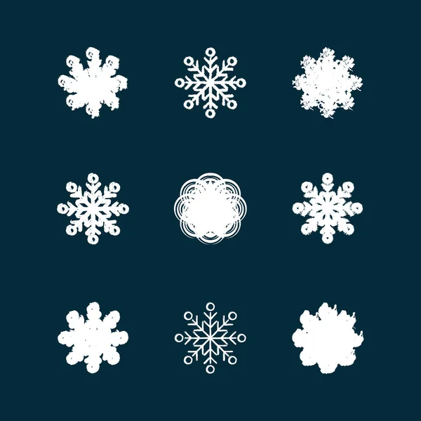 Dies ist eine Reihe von Grunge-Ikonen der Schneeflocken — Stockvektor