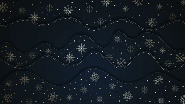 This is Christmas black background with waves. — Stock Vector