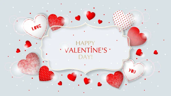 Este es el marco del Día de San Valentín con corazones . — Vector de stock