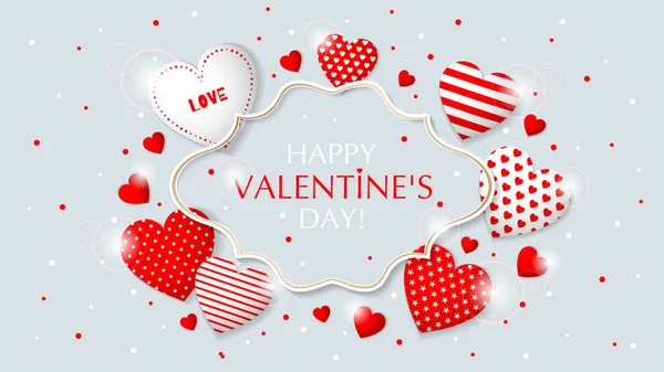 Este es el marco del Día de San Valentín con corazones — Vector de stock