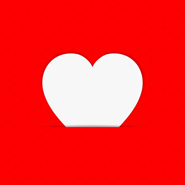 El fondo rojo con un corazón blanco . — Vector de stock