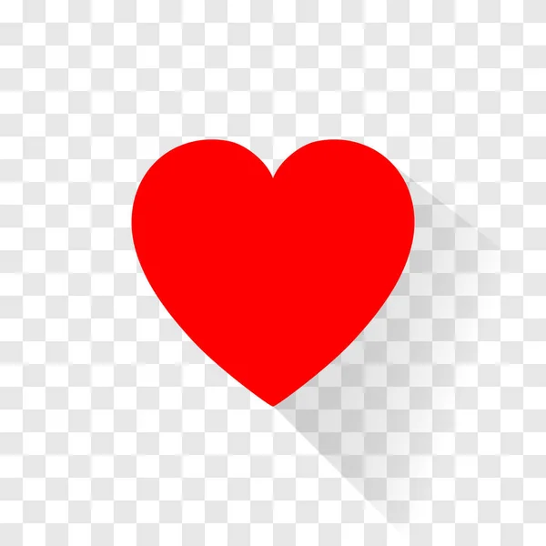 El diseño del icono del corazón rojo con sombra — Archivo Imágenes Vectoriales