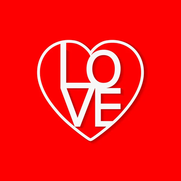 Дизайн значка красного сердца со словом Love — стоковый вектор