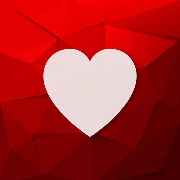 El fondo rojo con un corazón blanco . — Vector de stock