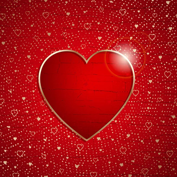 Каркас серця на червоній гранжевій текстурі — стоковий вектор