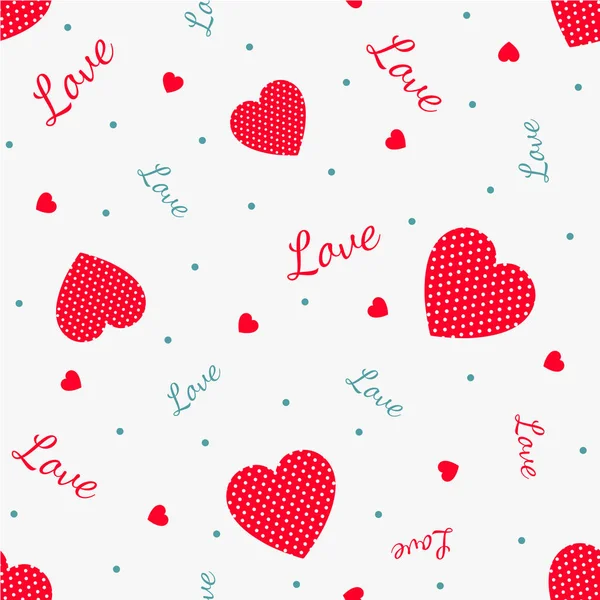 De rode liefde naadloze patroon met hart — Stockvector