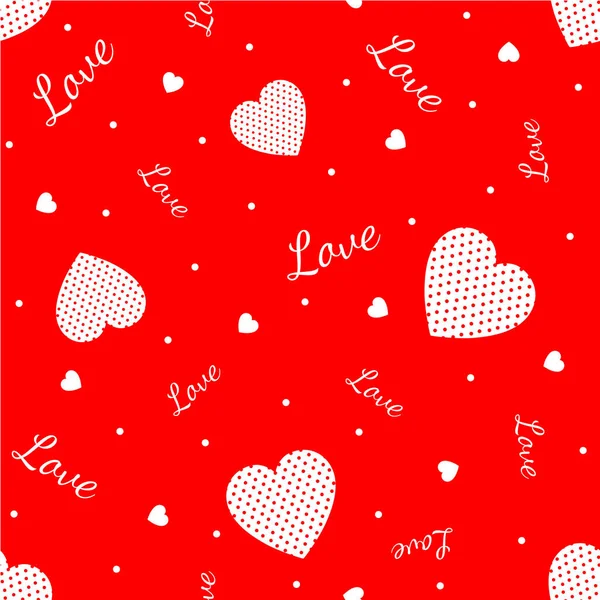 红色的爱与心的无缝的模式 — 图库矢量图片