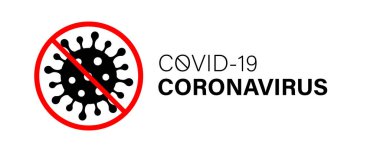 Siyah ve Kırmızı Covid-19 sembolü. Coronavirus salgınını durdurun..