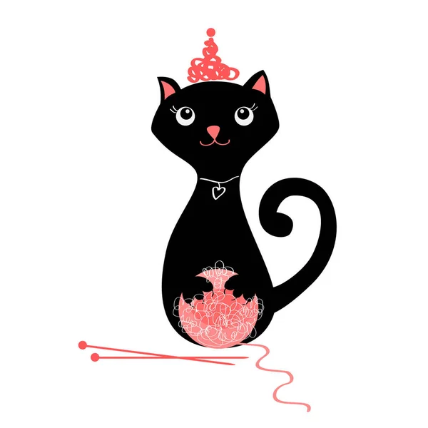 糸玉のついた猫 — ストックベクタ