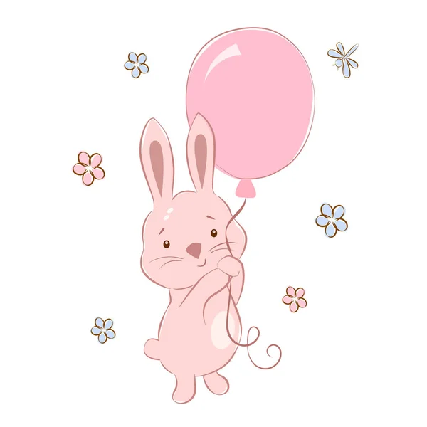 带气球的兔子 — 图库矢量图片