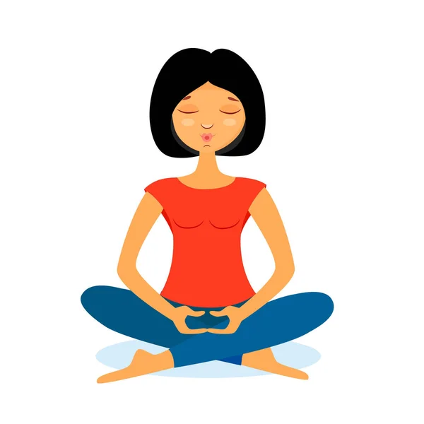 Lotus pozisyonundaki kız meditasyon yapıyor.