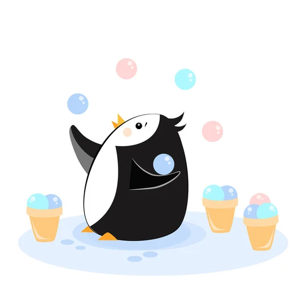 Пингвин с мороженым — стоковый вектор