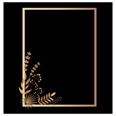 Bir buket otla vektör illüstrasyon çerçevesi