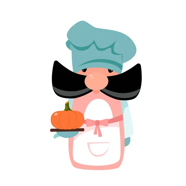 Illustration Vectorielle Stock Chef Avec Citrouille Pour Thanksgivin — Image vectorielle