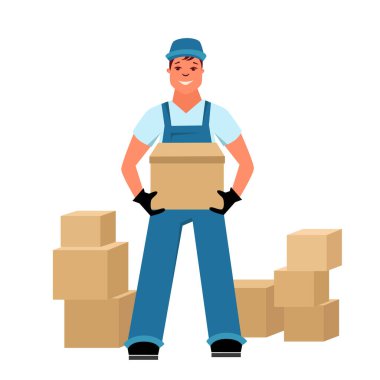 Vektör hisse senedi illüstrasyonu Kurye paket teslim ediyor