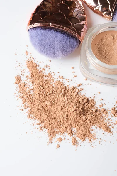 Set Powder Makeup Brushes White Background — Stock Photo, Image